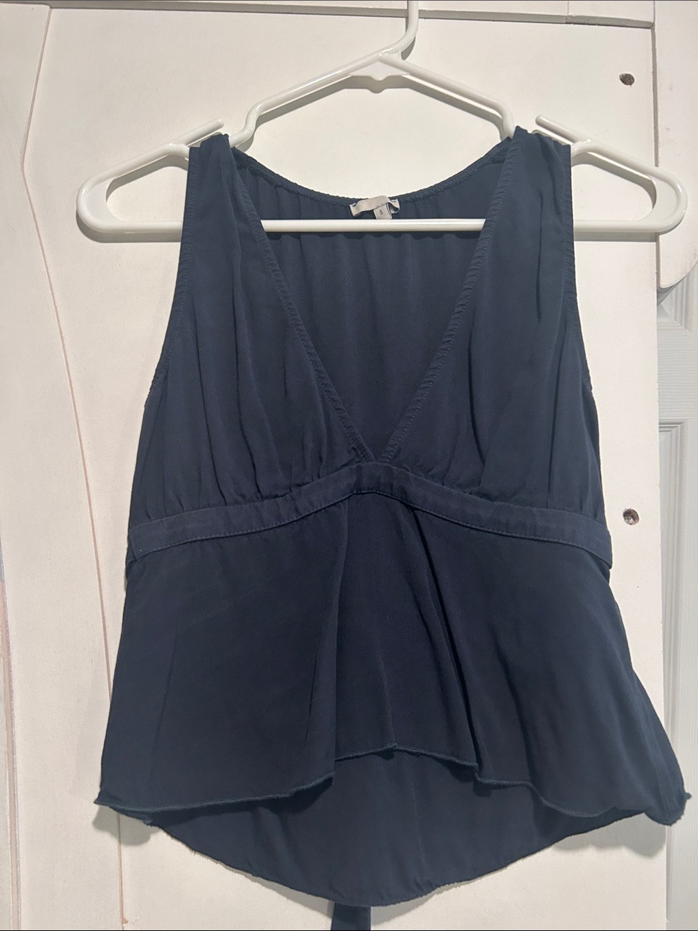 Brandy Melville Navy V-Neck Sleeveless Peplum Camisole